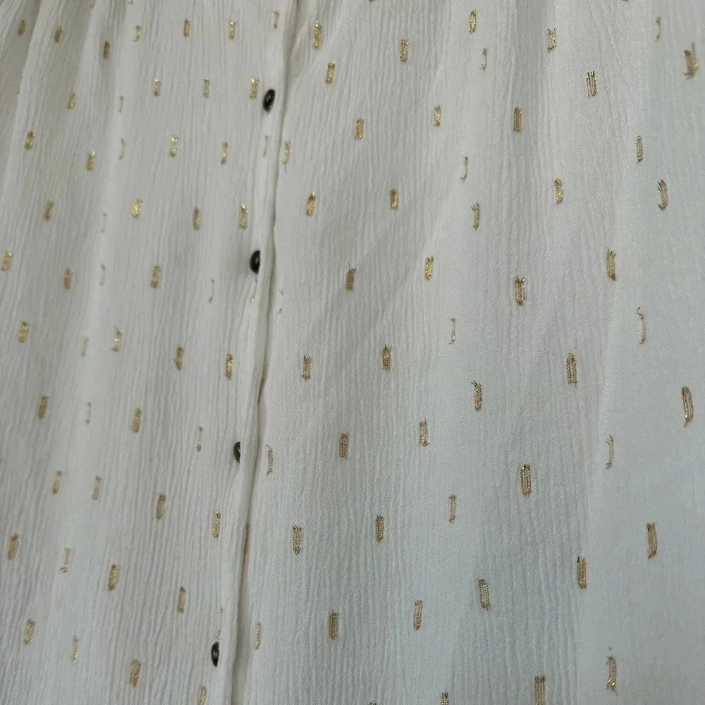 Zara women’s lightweight peasant blouse with golden metallic details size Small - Picture 6 of 7
